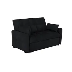 BARAKA HOME - Sofá Cama Aloro con 2 Almohadas 1.5 Plz - Negro