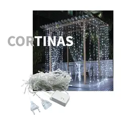 GENERICO - Cortina de Luces led Blancas Tamaño 3 x 3 Año Nuevo