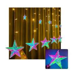 GENERICO - Luces led CASCADA Amarillas Modelo Estrellas por 3mts