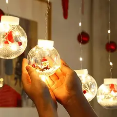 GENERICO - Cascada Navidad Año Nuevo esfera PAPA NOEL 3mts Ambar