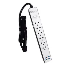 GENERICO - Supresor de picos 6 salidas Y 4 puertos USB de 3 AMP - cordón 1.8 mts