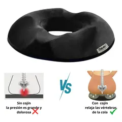 DAUER - Cojín Ortopédico Dona para Coxis Hemorroides Próstata Viscoelástico con Gel y Carbón de Bambú