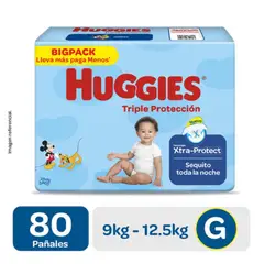 HUGGIES - Pañales Triple Protección Xtra Big Talla G 80 unid