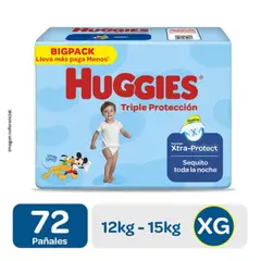 HUGGIES - Pañales Triple Protección Xtra Big Talla XG 72 unid
