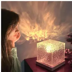 GENERICO - Lámpara Aurora Boreal LED Giratoria con variedad Colores y Efecto 3D