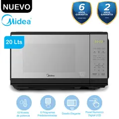 MIDEA - Horno de Microonda 20Lts MMDF07S2MB - Negro Espejado