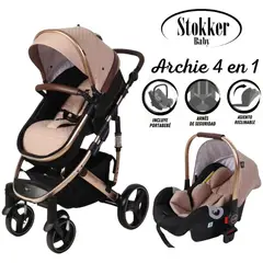STOKKER BABY - Coche Moises de Lujo 4 en1 Con Porta Bebé Beige