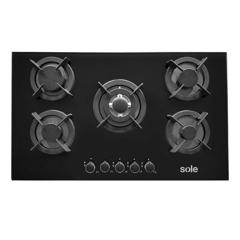 Encimera de Vidrio Templado con 5 Quemadores 90 cm SOLCO069.