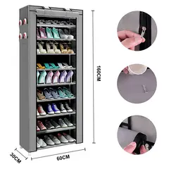 GENERICO - Organizador de Zapatos Armable Zapatera de 9 niveles Con Funda Plomo