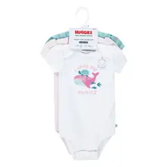 HUGGIES - Ropa de Bebé Pack de 3 Bodies Niña Blanco