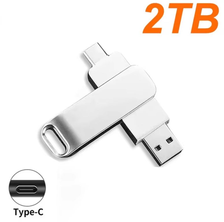 Memoria 2TB Flash USB 3.0 y USB C Windows Mac - Plata