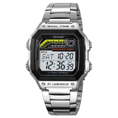 Skmei - Reloj 2307 Hombre Digital Deportivo 2 Tiempos Cronómetro - Plata