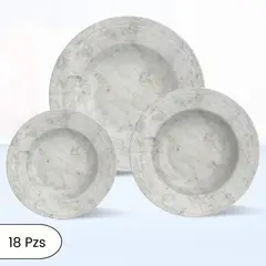 TRAMONTINA - Juego de Vajilla X18 Piezas Travertino