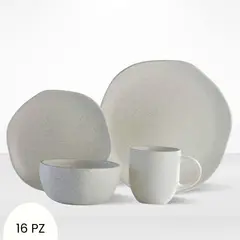 CORONA - Juego de Vajilla Orion Reactivo Blanco 16 Piezas