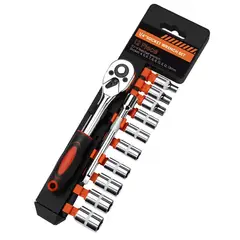 GENERICO - Llave Trinquete De Acero Al Cr-v De 1/4 Pulgada - 10 en 1