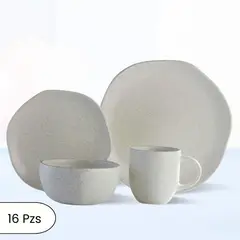 CORONA - Juego de Vajilla Orion Reactivo Blanco 16 Piezas