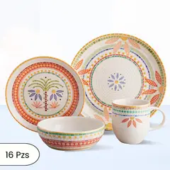 CORONA - Juego de Vajillas Fiore 16 Piezas