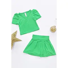 KIDS MASHMELO - Outfit de Polo en Rib y Falda Short para Niña -