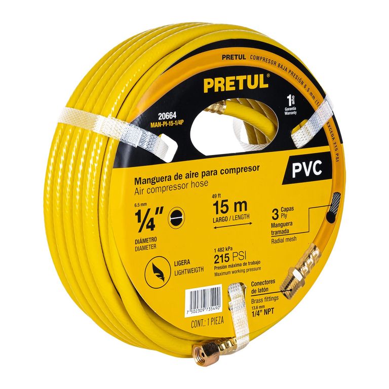 Manguera 1/4" x 15m PVC para Compresora 20664