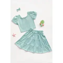 KIDS MASHMELO - Outfit de Top con Falda Larga en Oxford para Niña - Kids Mahmelo