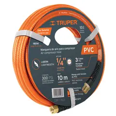 TRUPER - Manguera 1/4" x 10m PVC para Compresora 19014