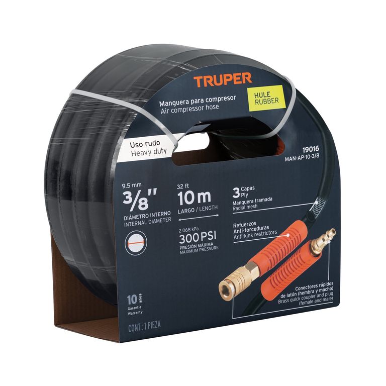 Manguera 3/8" x 10m Hule para Compresora 19016