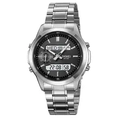 SKMEI - Reloj 2284 Hombre Dual Elegante Tiempo Mundial LED - Plata