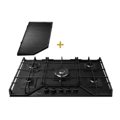 SOLE - Encimera 5 Quemadores SOLCO060+Parrilla Max Grill Hierro Fundido.