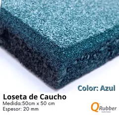 QRUBBER - Loseta De Caucho Color Azul 50cm x 50cm x 20mm -