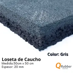 QRUBBER - Loseta De Caucho Color Gris 50cm x 50cm x 20mm -Qrubber