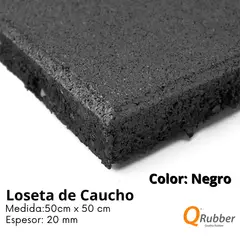 QRUBBER - Loseta De Caucho Color Negro 50cm x 50cm x 20mm -