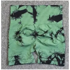 GENERICO - Short Deportivo Tie Dye para Mujer Scrunch verde olivo
