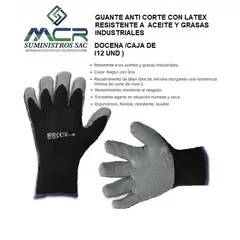 GENERICO - GUANTE ANTI CORTE CON LATEX RESISTENTE ACEITE Y GRASA INDUSTRIAL 12UND