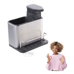 RYBIU IMPORT - Dispensador de Jabon Liquido 3 en 1 en Plateado con Negro