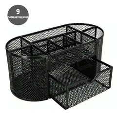 GENERICO - Organizador metálico de lapiceros y post-it de escritorio