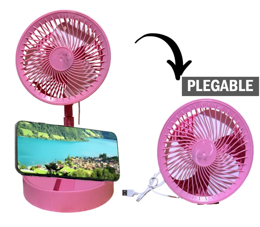 Ventilador Rosa portátil de escritorio con conexión USB