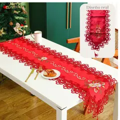 SALA FABULOSA - Camino de mesa bordado navideño Velas de navidad