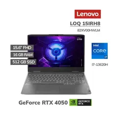 LENOVO - LAPTOP LOQ I7-13620H 16GB DDR5 512GB RTX 4050 6GB 15.6” FHD 15IRH8 (82XV00HWLM)
