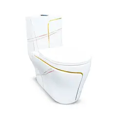 FRATELLI - INODORO ONE PIECE MARMOLEADO BLANCO CON DORADO 8676MGL2