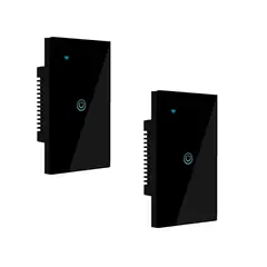 OEM - Pack 2 Interruptores Inteligente Wifi 1 Botón Con/Sin Neutro Negro