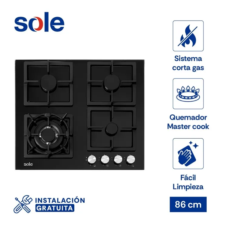 Cocina a Gas Empotrable SOLCO040 4 Hornillas