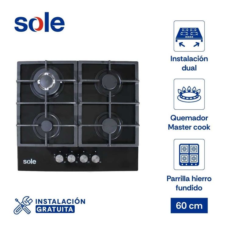 Cocina GLP Empotrable SOLCO045V2 4 Hornillas