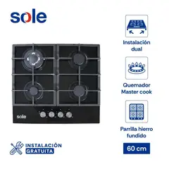 SOLE - Cocina GLP Empotrable SOLCO045V2 4 Hornillas