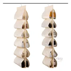 GENERICO - Zapatera Colgante de 6 pares de Casa en Color Crema