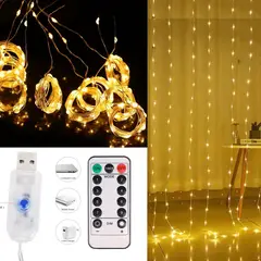 GENERICO - Cascada de luces cascada ámbar con control entrada USB 240L