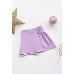 KIDS MASHMELO - Falda de Color Entero con Solapa y Venas para Niña -