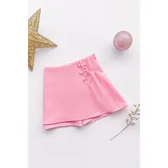 KIDS MASHMELO - Falda de Color Entero con Solapa y Venas para Niña -