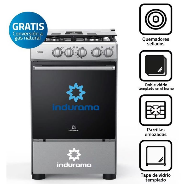 COCINA FONTANA 4 HORNILLAS GRIS