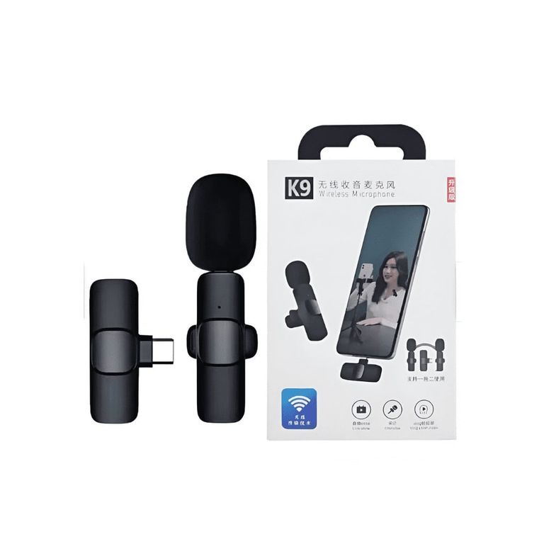 Micrófono Solapero Inalámbrico K9 Compatible Android 2 MIC