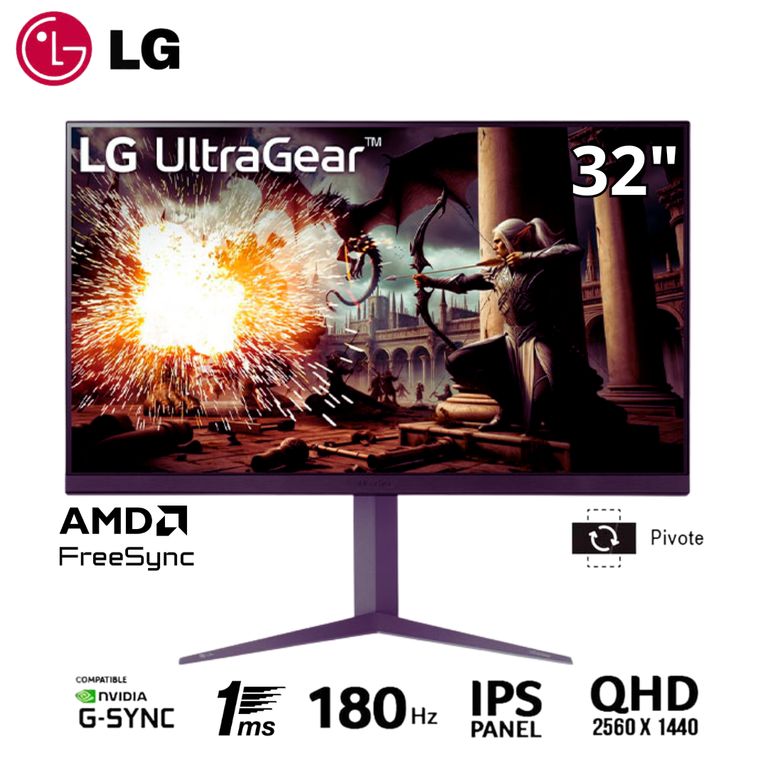 Monitor Gamer 32GS75Q-B UltraGear IPS QHD 180Hz 1ms G-Sync FreeSync